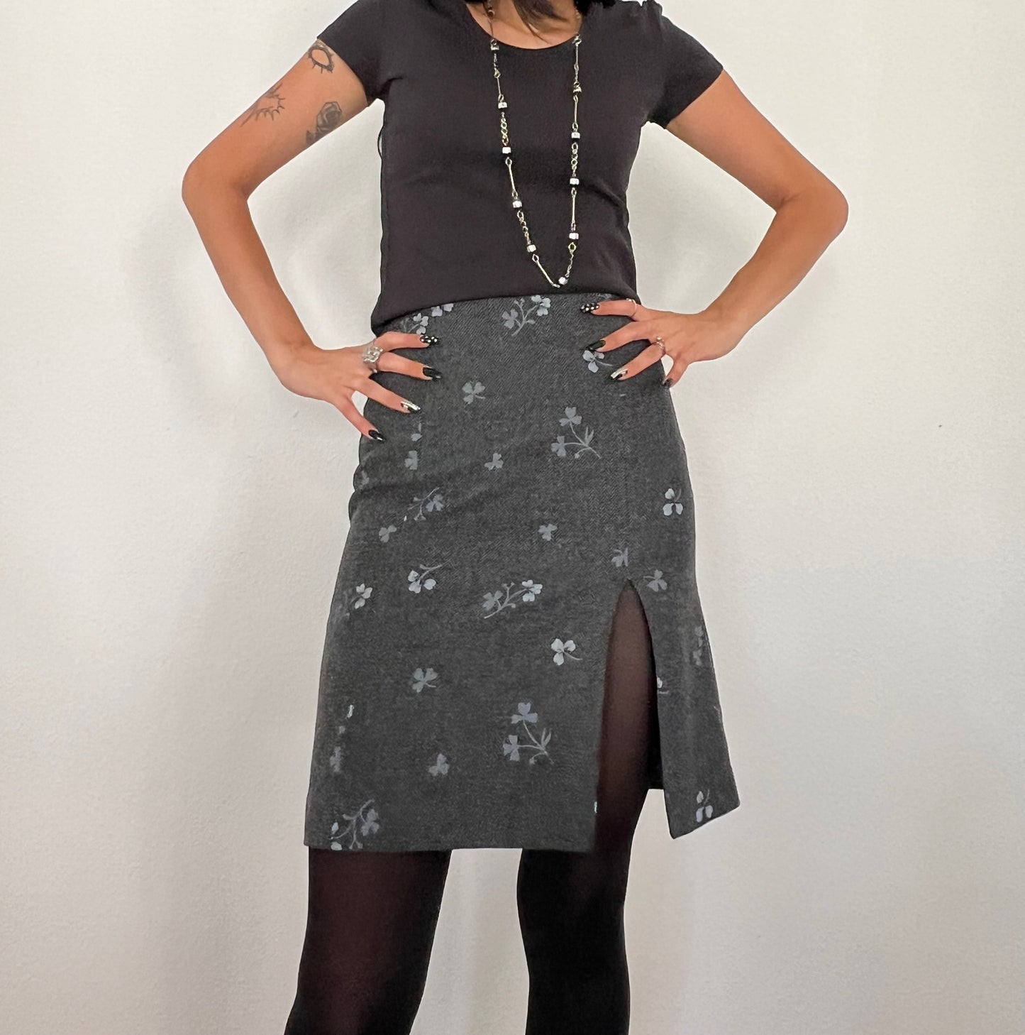 Vintage Flower Skirt Grey